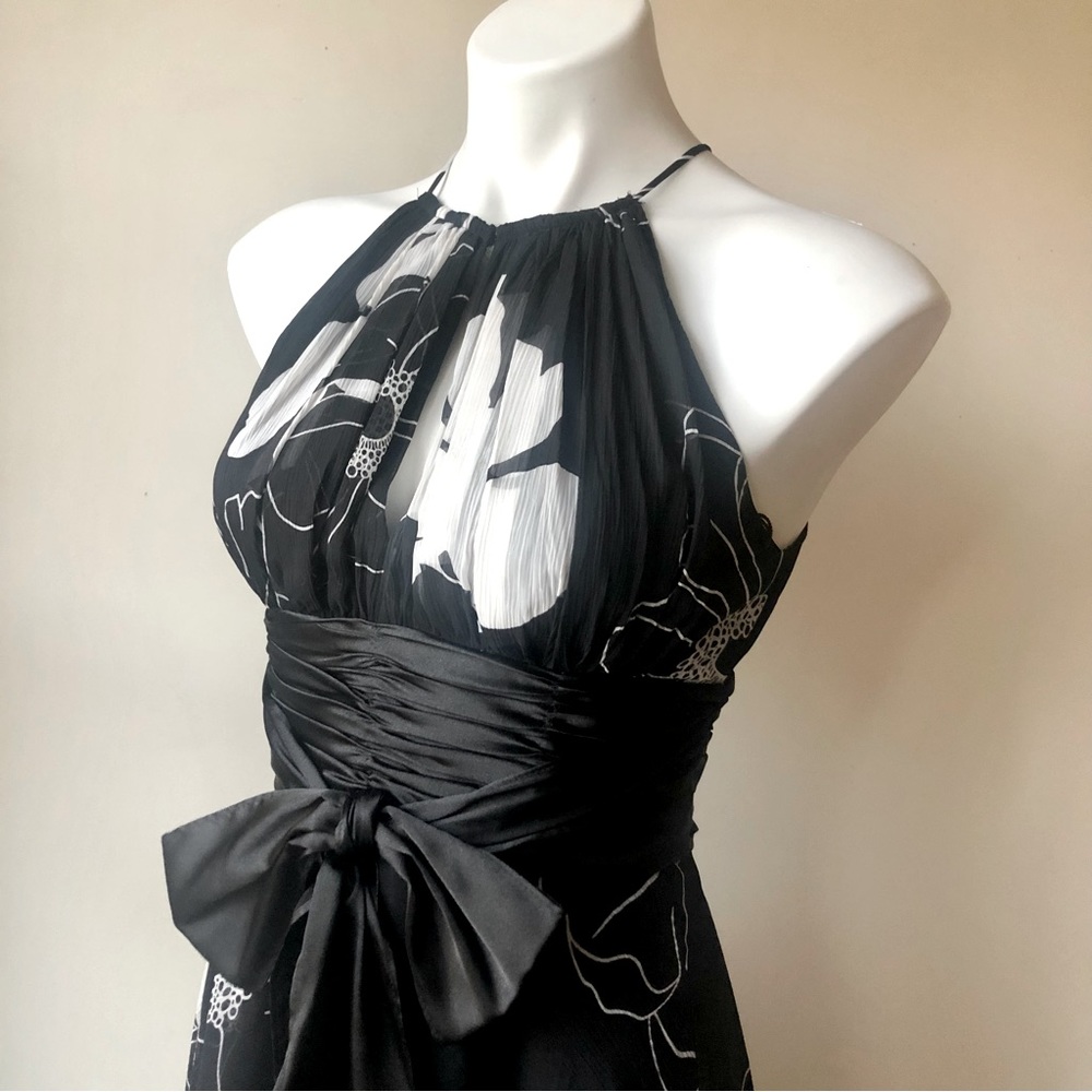 LONDON TIMES Retro 90's Style Floral Halter Fit & Flare Party Dress, 4P